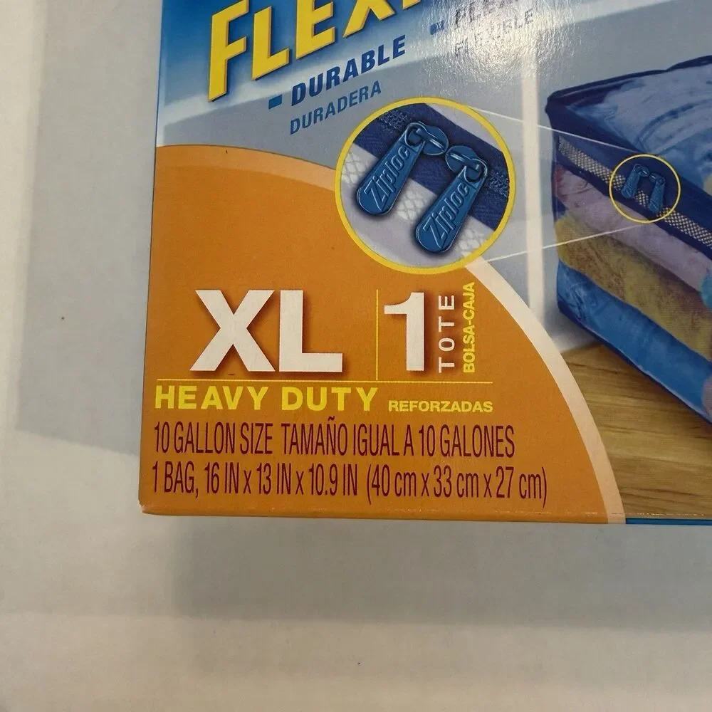 Ziploc XL X-Large Flexible Storage Tote Heavy Duty 10 Gallon Clear Plastic Tote